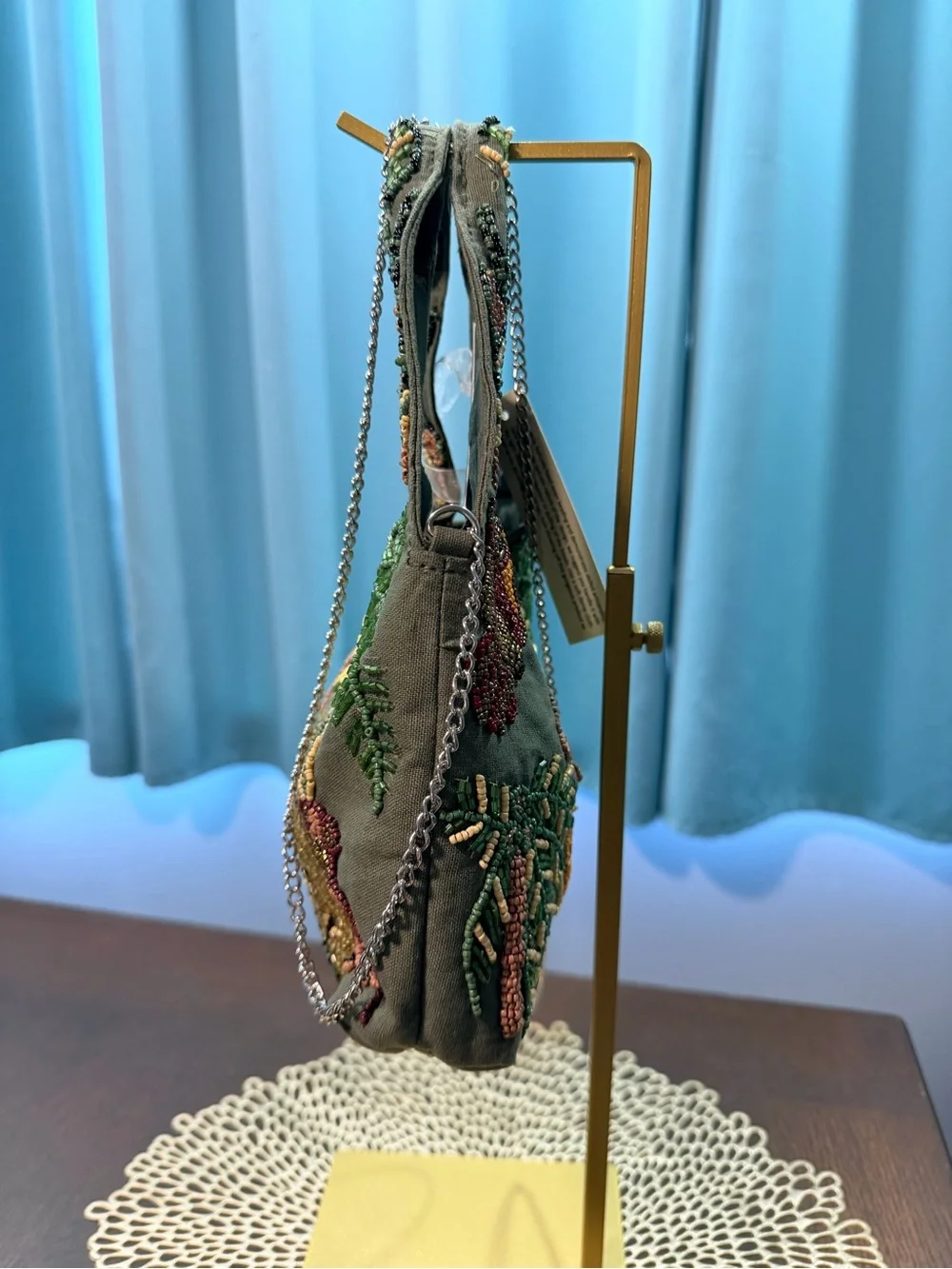 From India To You NWT Hand-Beaded Floral Shoulder Bag Crossbody